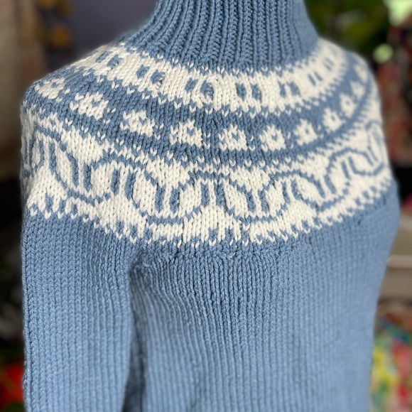 ♻️ SOLD Icelandic Pattern Handknit Chunky Sweater Retro Vintage S - Picture 14 of 16